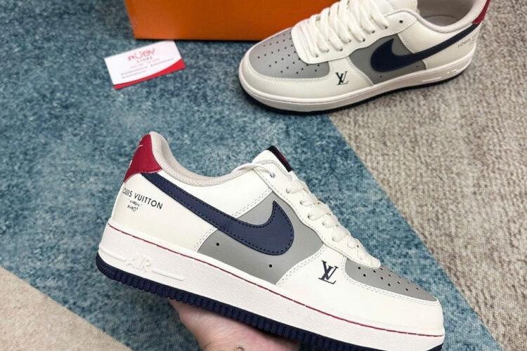 Giày Air Force 1 x Louis Vuitton Trắng Xám Đỏ