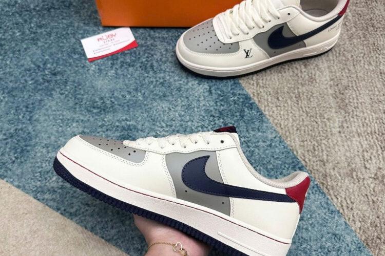 Giày Air Force 1 x Louis Vuitton Trắng Xám Đỏ