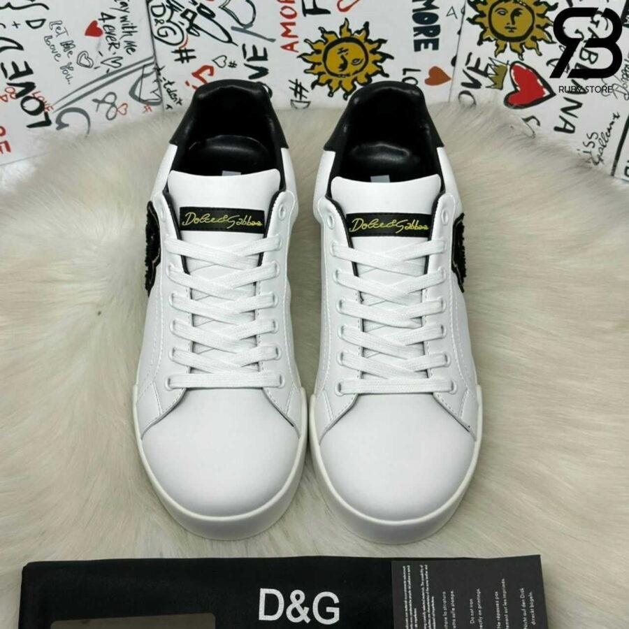 Giày Dolce & Gabbana Portofino Nappa Calfskin With Patches White Black