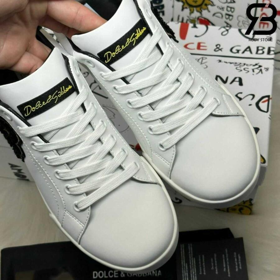 Giày Dolce & Gabbana Portofino Nappa Calfskin With Patches White Black