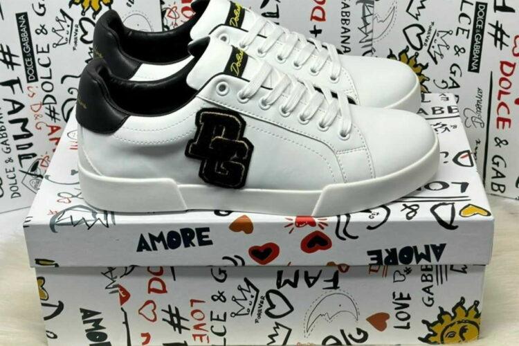 Giày Dolce & Gabbana Portofino Nappa Calfskin With Patches White Black