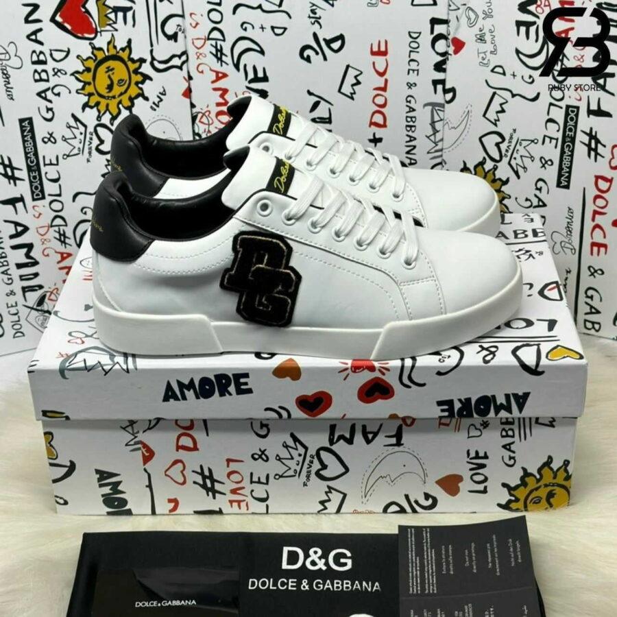 Giày Dolce & Gabbana Portofino Nappa Calfskin With Patches White Black