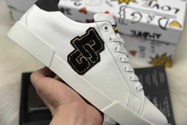 Giày Dolce & Gabbana Portofino Nappa Calfskin With Patches White Black
