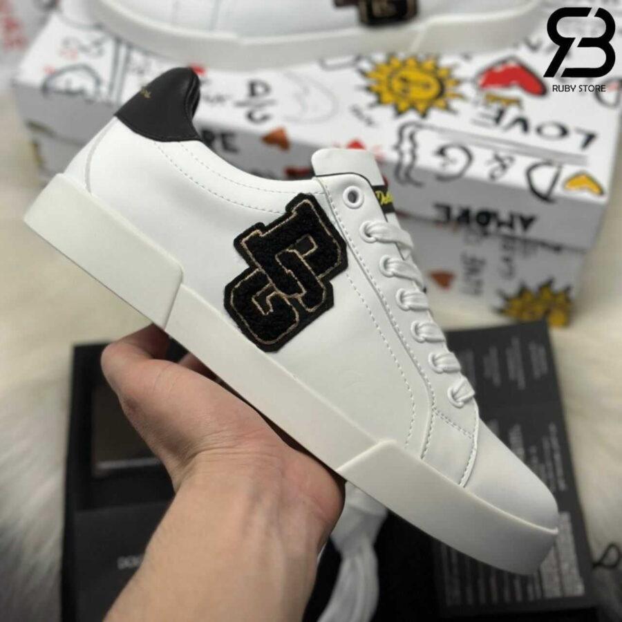 Giày Dolce & Gabbana Portofino Nappa Calfskin With Patches White Black