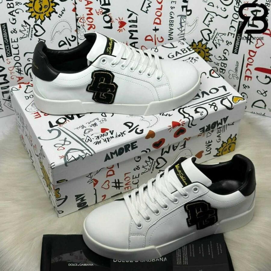 Giày Dolce & Gabbana Portofino Nappa Calfskin With Patches White Black