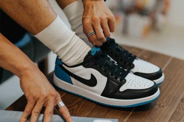 Giày Jordan 1 Low OG Black Dark Powder Blue Xanh Dương