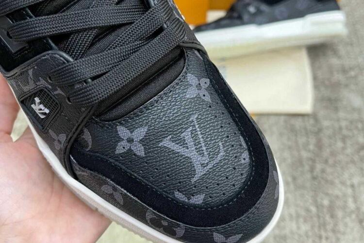 Giày Louis Vuitton LV Trainer Black Gray Monogram Đen Xám