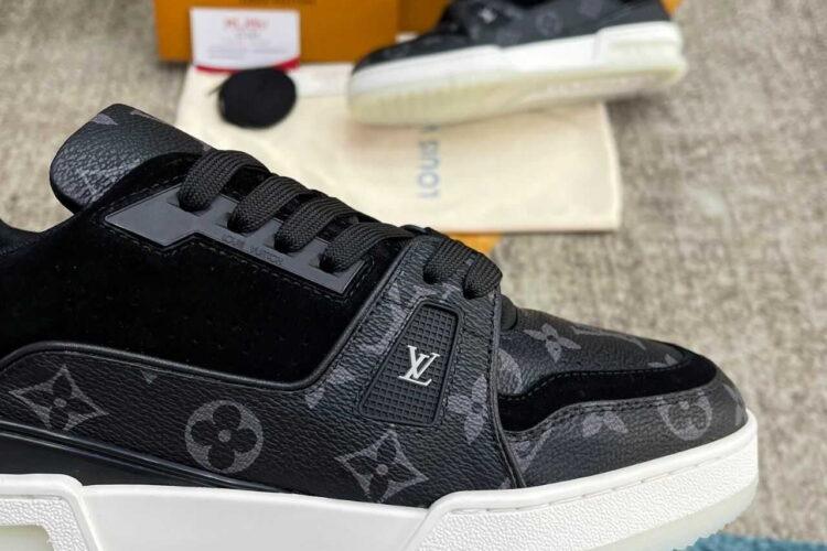 Giày Louis Vuitton LV Trainer Black Gray Monogram Đen Xám