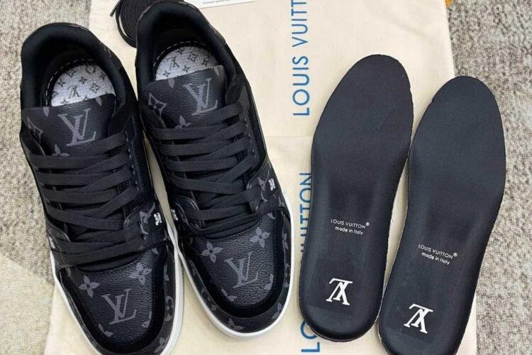 Giày Louis Vuitton LV Trainer Black Gray Monogram Đen Xám