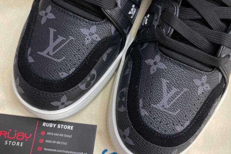 Giày Louis Vuitton LV Trainer Black Gray Monogram Đen Xám
