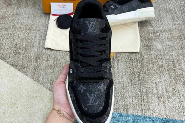 Giày Louis Vuitton LV Trainer Black Gray Monogram Đen Xám