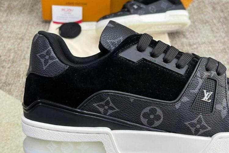 Giày Louis Vuitton LV Trainer Black Gray Monogram Đen Xám