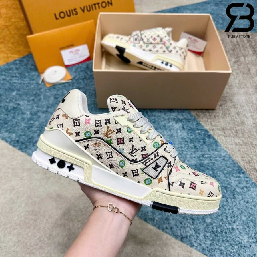 Giày Louis Vuitton x Tyler Trainer Signature 54 Monogram Craggy Vanilla