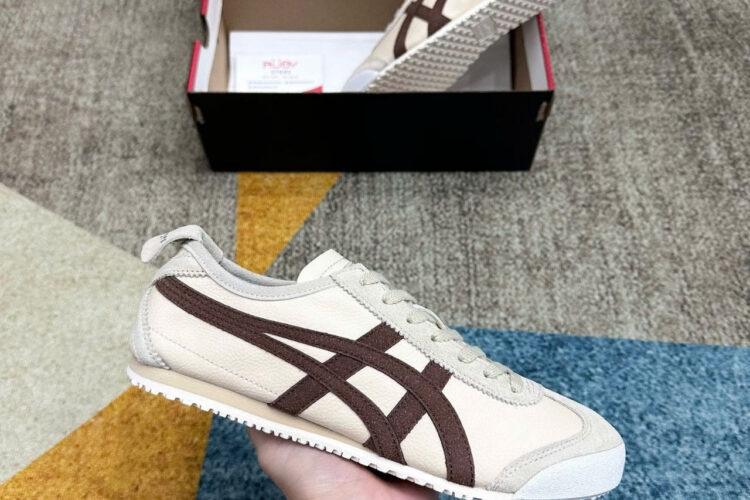 Giày Onitsuka Tiger Mexico 66 Beige Brown Be Sọc Nâu