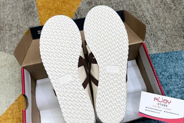 Giày Onitsuka Tiger Mexico 66 Beige Brown Be Sọc Nâu