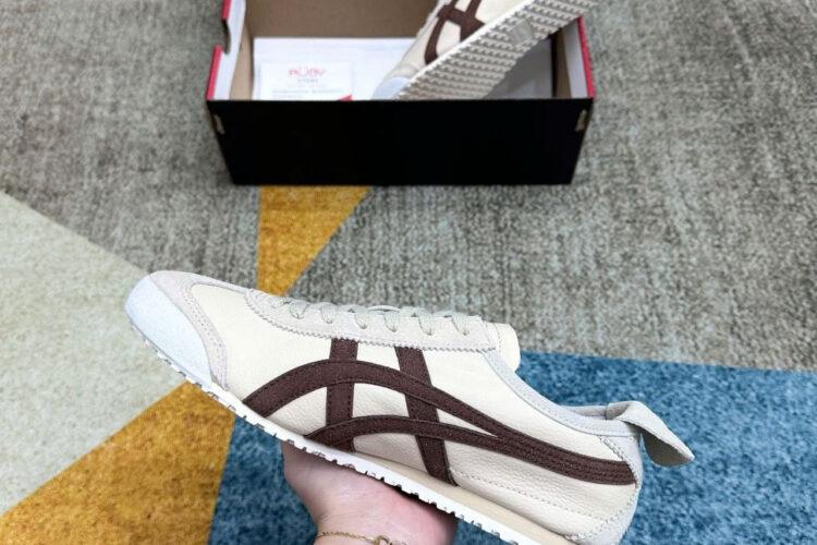 Giày Onitsuka Tiger Mexico 66 Beige Brown Be Sọc Nâu