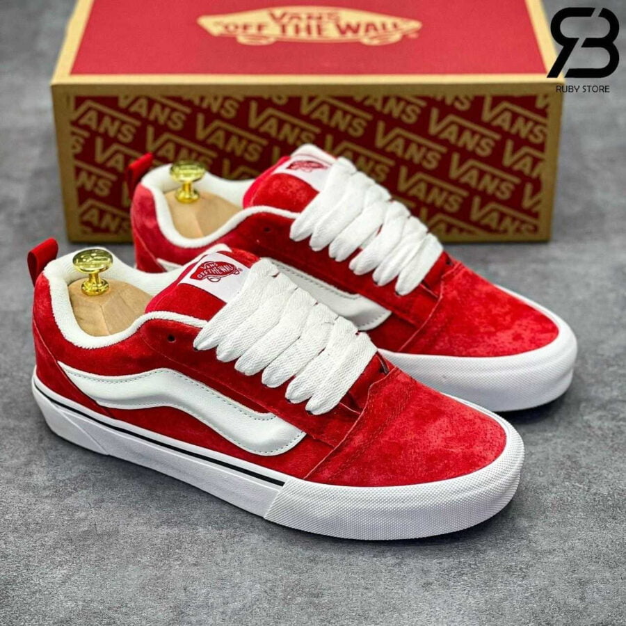 Giày Vans Knu Skool Racing Red Màu đỏ trắng Rep 1 1