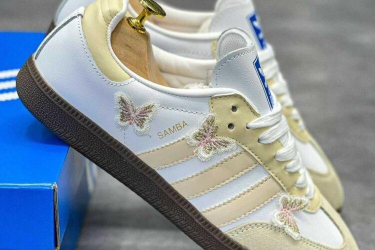 Giày adidas Samba Trắng Vàng Họa tiết Bướm Rep 1 1