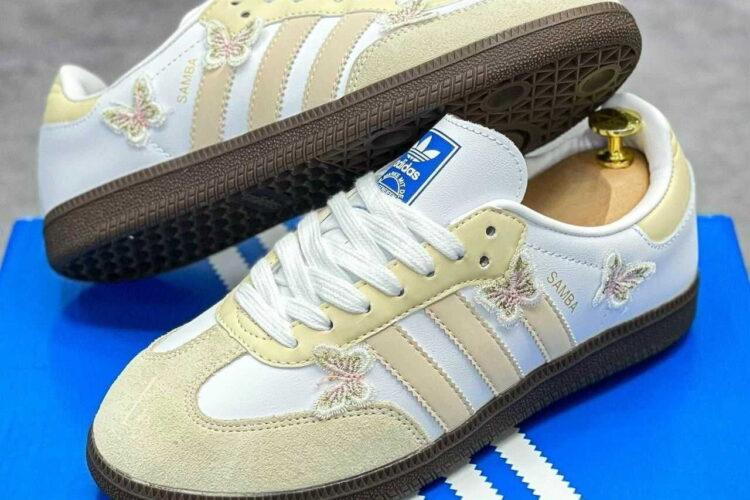 Giày adidas Samba Trắng Vàng Họa tiết Bướm Rep 1 1