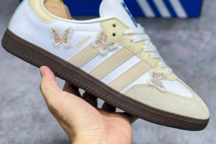 Giày adidas Samba Trắng Vàng Họa tiết Bướm Rep 1 1