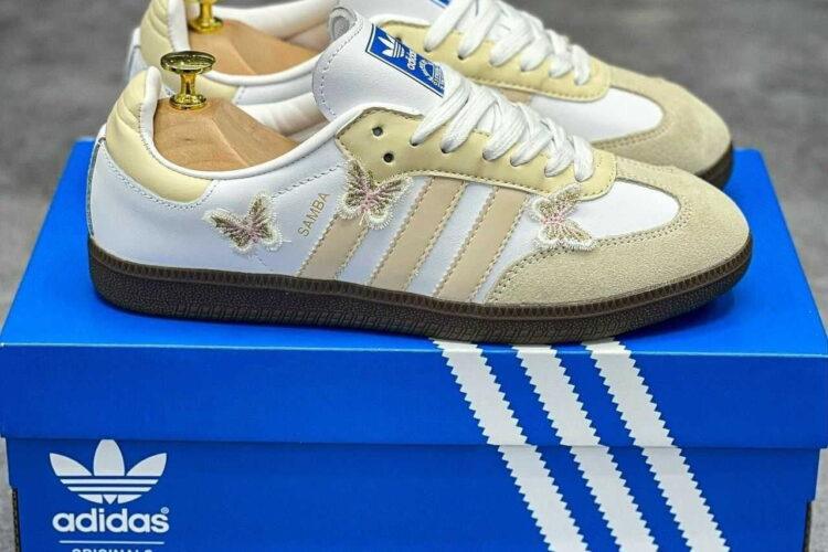 Giày adidas Samba Trắng Vàng Họa tiết Bướm Rep 1 1