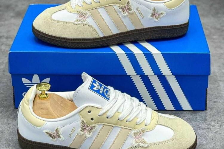 Giày adidas Samba Trắng Vàng Họa tiết Bướm Rep 1 1