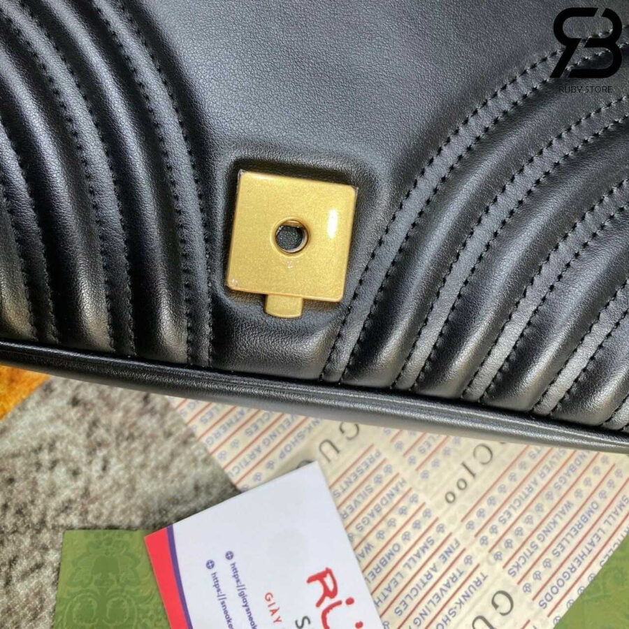 Túi Gucci Marmont Small Shoulder Bag Size 26 Black Đen Khóa Vàng