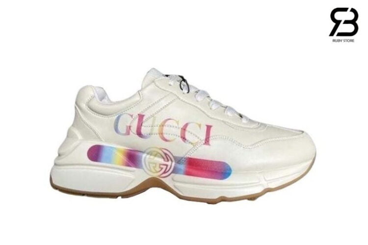 Giày Gucci Rhyton Sneaker Logo Ngang Trắng Hồng Rep 1 1 Ruby Store