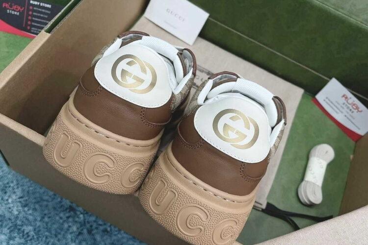 Giày Gucci GG Sneaker GG Beige Ebony Brown Màu Nâu