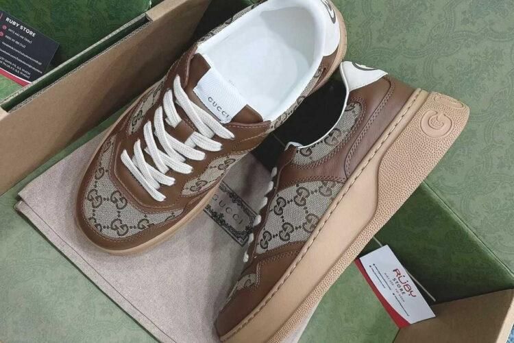 Giày Gucci GG Sneaker GG Beige Ebony Brown Màu Nâu