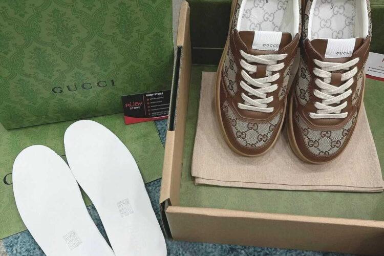Giày Gucci GG Sneaker GG Beige Ebony Brown Màu Nâu