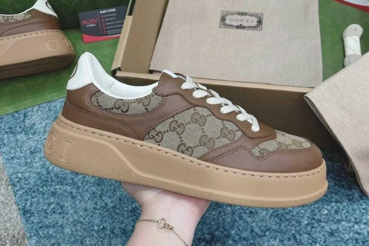Giày Gucci GG Sneaker GG Beige Ebony Brown Màu Nâu