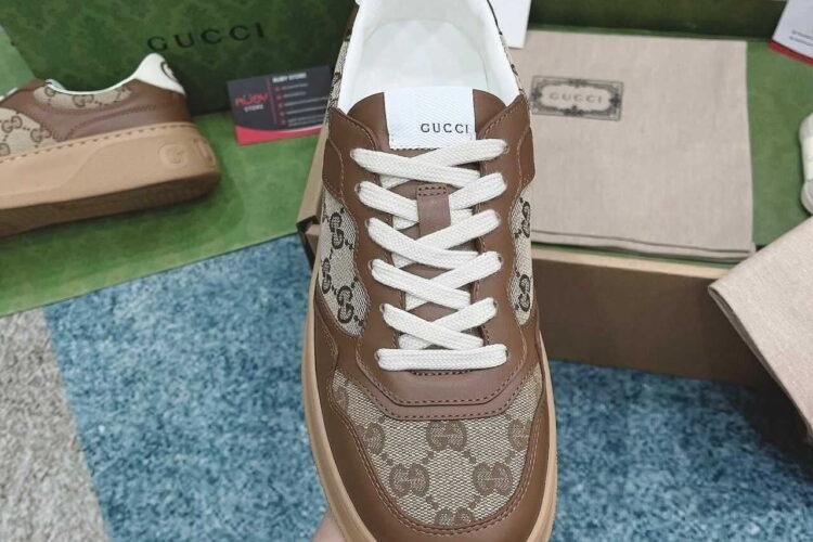Giày Gucci GG Sneaker GG Beige Ebony Brown Màu Nâu
