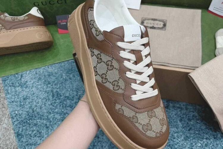 Giày Gucci GG Sneaker GG Beige Ebony Brown Màu Nâu