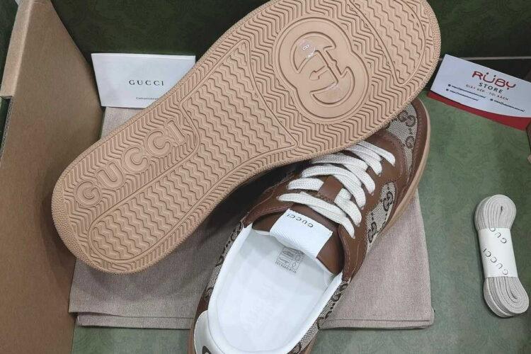 Giày Gucci GG Sneaker GG Beige Ebony Brown Màu Nâu