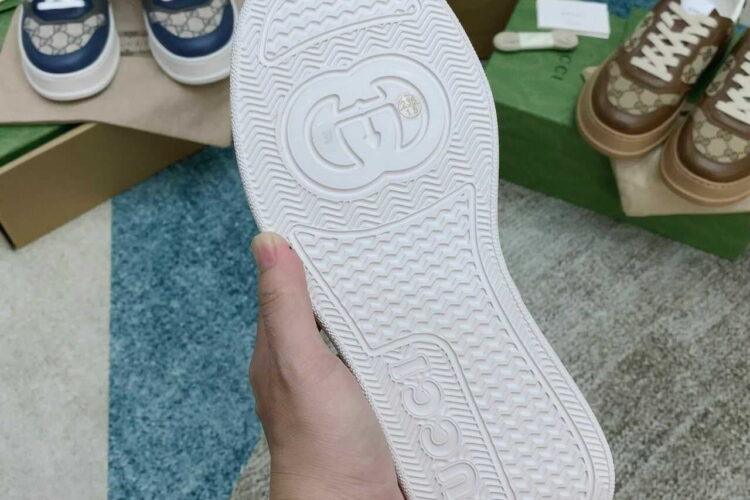 Giày Gucci GG Sneaker White Leather Trắng Kem
