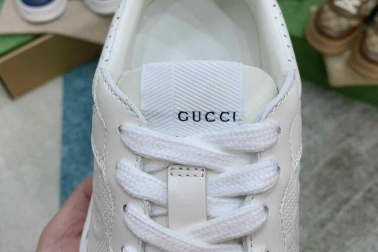 Giày Gucci GG Sneaker White Leather Trắng Kem