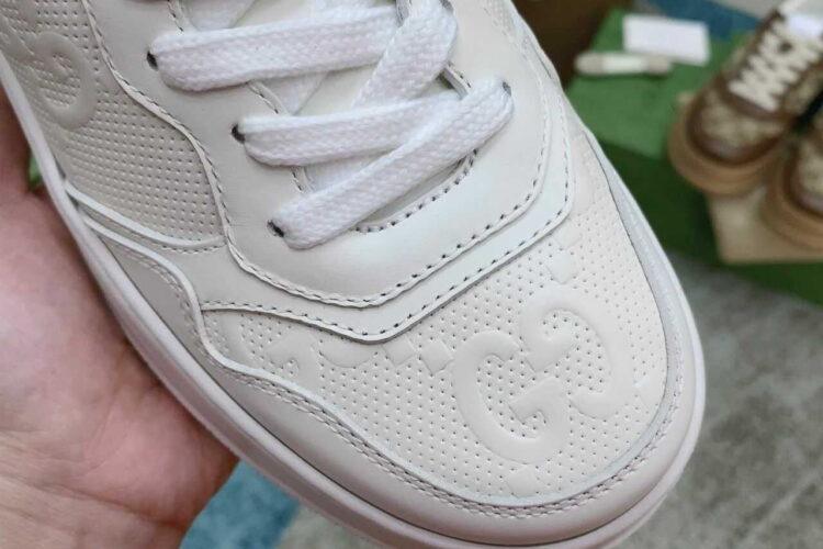 Giày Gucci GG Sneaker White Leather Trắng Kem