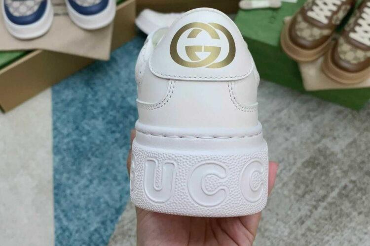 Giày Gucci GG Sneaker White Leather Trắng Kem