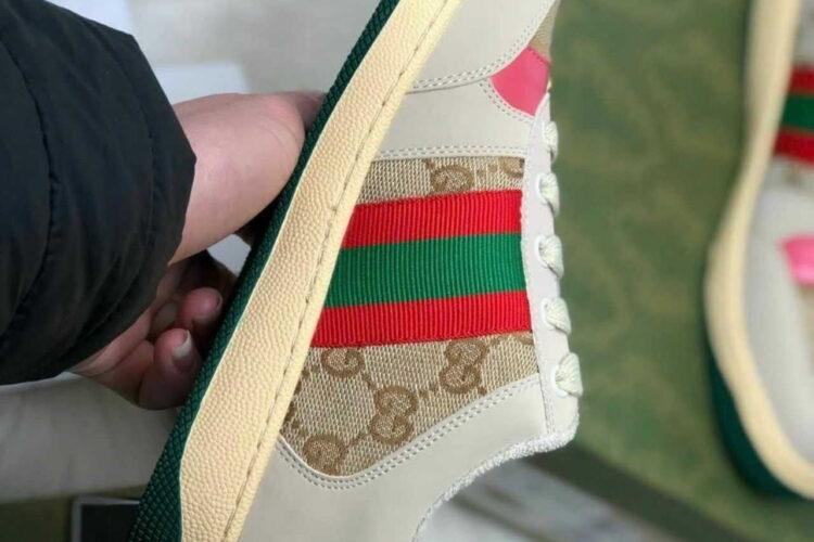 Giày Gucci Screener Distressed Pink Green Hồng Xanh