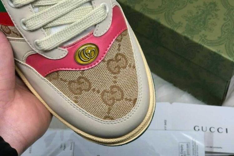 Giày Gucci Screener Distressed Pink Green Hồng Xanh