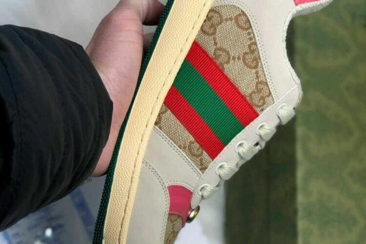 Giày Gucci Screener Distressed Pink Green Hồng Xanh