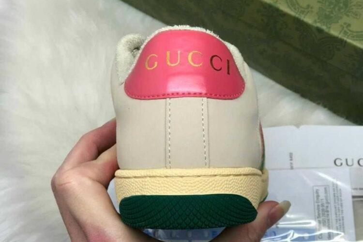 Giày Gucci Screener Distressed Pink Green Hồng Xanh