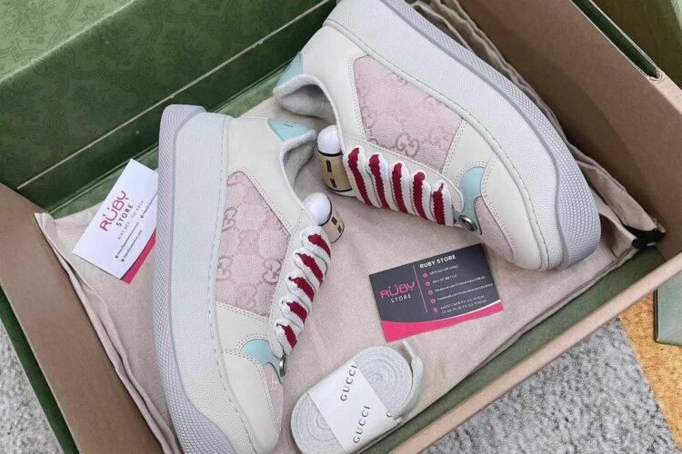 Giày Gucci Screener Pink GG Canvas Màu Hồng Be