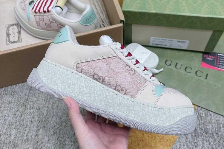 Giày Gucci Screener Pink GG Canvas Màu Hồng Be