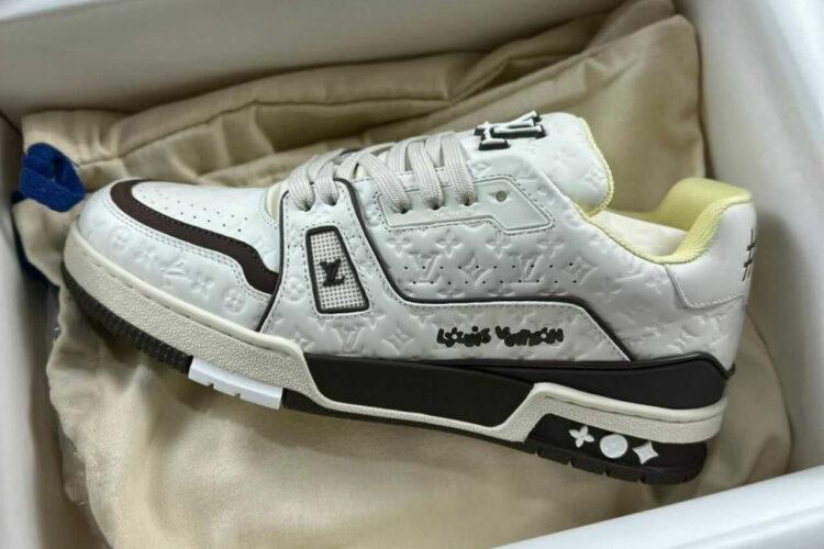 Giày Louis Vuitton LV Trainer 54 Monogram White Nubuck