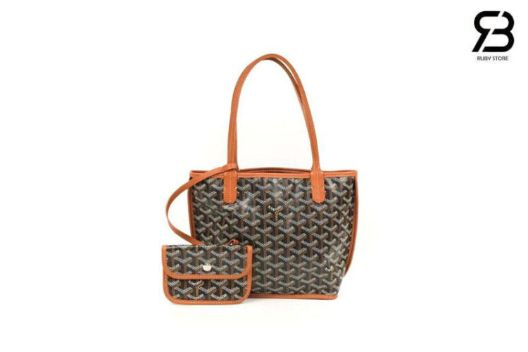 Anjou Mini Bag Goyardine and Leather Black and Tan (Best Quality)