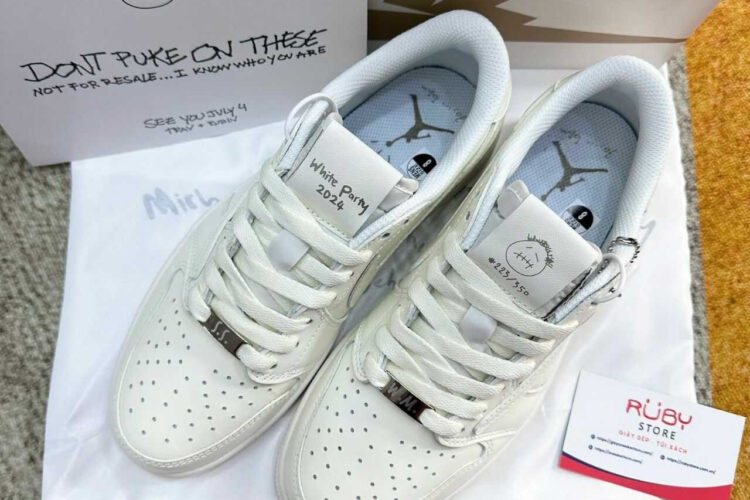 Giày Jordan 1 Low Travis Scott White Party Trắng