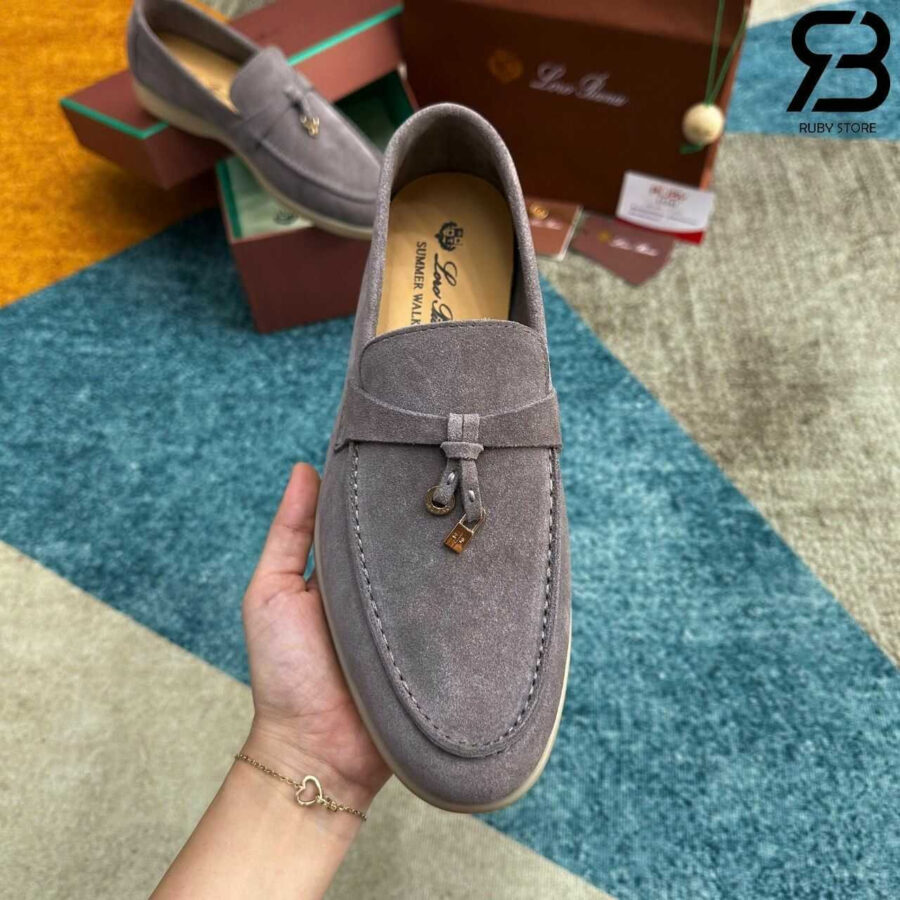 Giày Loro Piana Summer Walk Charm Loafer Grey