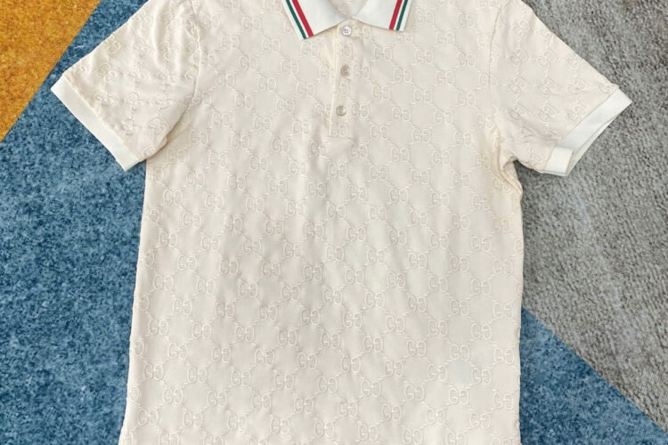 Áo Thun Gucci Cotton Piquet Polo With GG Ivory Màu Kem
